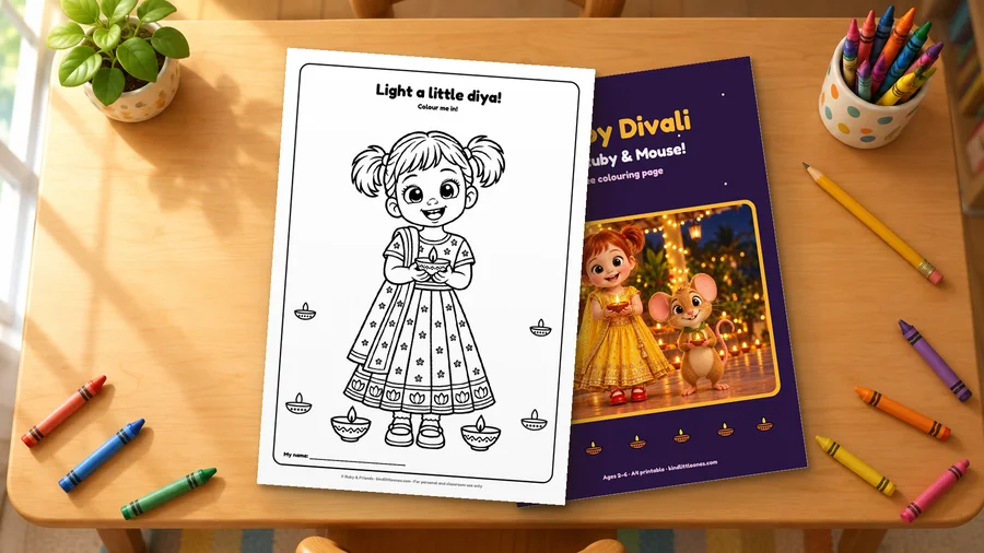 Free Divali colouring page